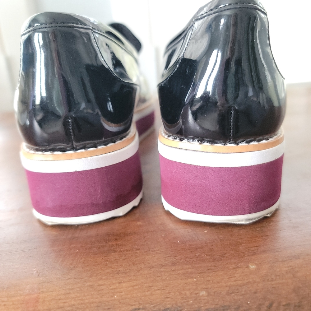 CROWN VINTAGE Black Patent Leather Short Platform Loafers Sz 9.5 - Picture 7 of 9